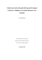 Underwater noise from pile-driving and its impact on Hector's dolphins in Lyttelton Harbour, New Zealand