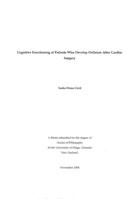 Cognitive functioning of patients who develop delirium after cardiac surgery