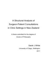 A Structural Analysis of Surgeon-Patient Consultations in Clinic Settings in New Zealand