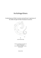 He Kohinga Kōrero: A selected group of Māori musicians and performers’ experiences of the 1960s through the Māori showband movement