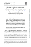 Medical Regulation of Cognitive Enhancement Devices: Some Concerns