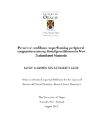 Perceived confidence in performing peripheral venipuncture among dental practitioners in New Zealand and Malaysia