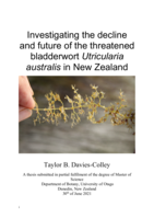 Investigating the decline and future of the threatened bladderwort Utricularia australis in New Zealand