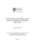 Dental treatment for children under general anaesthetic in Auckland 2007-2019