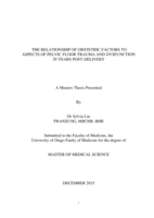 The Relationship of Obstetric Factors to Aspects of Pelvic Floor Trauma And Dysfunction 20 Years Post-delivery