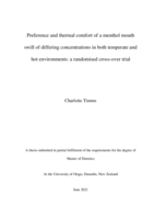 Preference and thermal comfort of a menthol mouth swill of differing concentrations in both temperate and hot environments: a randomised cross-over trial.