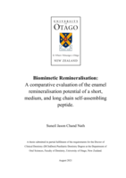 Biomimetic remineralisation:  A comparative evaluation of the enamel remineralisation potential of a short, medium, and long chain self-assembling peptide.