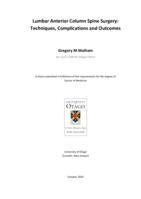Lumbar anterior column spine surgery: Techniques, complications and outcomes