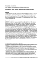 Focus on Housing: The New Affordable Housing Legislation