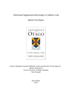 Nutritional Supplement Knowledge of Athletes with Spinal Cord Injury