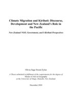 Climate Migration and Kiribati: Discourse, Development and New Zealand's Role in the Pacific