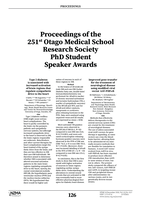 Proceedings of the 251st Otago Medical School Research Society Meeting -  PhD Student Speaker Awards; 9 Oct 2019
