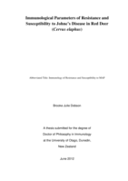 Immunological Parameters of Resistance and Susceptibility to Johne’s Disease in Red Deer (Cervus elaphus)