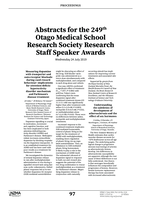Proceedings of the 249th Otago Medical School Research Society Meeting -  Research Staff Speaker Awards; 24 Jul 2019