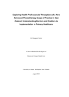 Exploring Health Professionals' Perceptions of a New Advanced Physiotherapy Scope of Practice in New Zealand; Understanding Barriers and Enablers to Implementation in Primary Healthcare