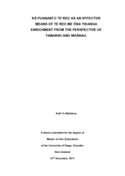 Kā Puananī o Te Reo as an Effective Means of Te Reo Me Ōna Tikanga Enrichment from the Perspective of Tamariki and Whānau
