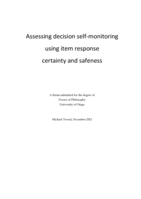 Assessing decision self-monitoring using item response certainty and safeness
