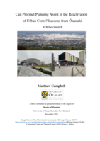 Can Precinct Planning Assist in the Reactivation of Urban Cores? Lessons from Ōtautahi-Christchurch