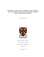Markerless motion capture applied to the analysis of locomotor kinematics in the semi-aquatic hunting spider, Dolomedes aquaticus