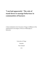 “I am bad apparently.” The role of stand-down to manage behaviour in communities of learners