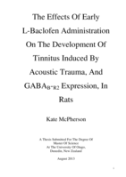 The Effects Of Early  L-Baclofen Administration On The Development Of Tinnitus Induced By Acoustic Trauma, And GABAB-R2 Expression, In Rats