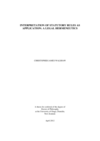 Interpretation Of Statutory Rules As Application: A Legal Hermeneutics