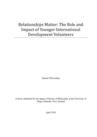 Relationships Matter: The Role and Impact of Younger International Development Volunteers