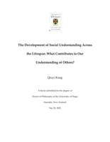 The development of social understanding across the lifespan: what contributes to our understanding of others?