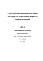 Exploring learner-centredness for adults learning te reo Māori: easing the path to language acquisition