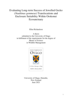 Evaluating the Long-term Success of Jewelled Gecko (Naultinus gemmeus) Translocations and Enclosure Suitability Within Orokonui Ecosanctuary