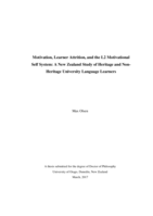 Motivation, Learner Attrition, and the L2 Motivational  Self System: A New Zealand Study of Heritage and Non-Heritage University Language Learners