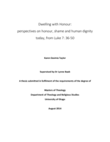 Dwelling with Honour:  perspectives on honour, shame and human dignity today, from Luke 7: 36-50