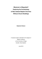 Missional or Misguided? Exploring the Ecclesiology of New Zealand Baptist Churches Without Church Buildings