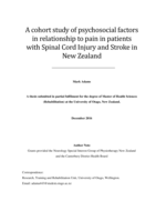 A cohort study of psychosocial factors in relationship to pain in patients with Spinal Cord Injury and Stroke in New Zealand