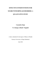Effective interventions for Māori with bipolar disorder: A qualitative study