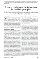 A Timely Reminder of the Importance of Land Law Principles