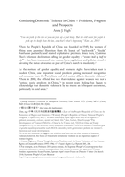 Combating Domestic Violence in China – Problems, Progress and Prospects