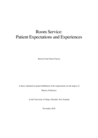 Room Service: Patient Expectations and Experiences