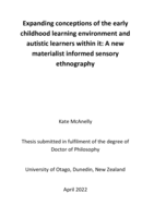 Expanding conceptions of the early childhood learning environment and autistic learners within it: A new materialist informed sensory ethnography