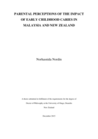 Parental perceptions of the impact of early childhood caries in Malaysia and New Zealand
