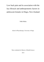 Low back pain and its association with the key lifestyle and anthropometric factors in adolescent females in Otago, New Zealand