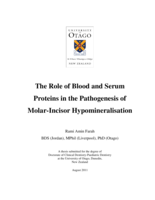 The Role of Blood and Serum Proteins in the Pathogenesis of Molar-Incisor Hypomineralisation