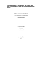 The lived experience of high achieving Year 13 boys using silent in-school individual study time during timetabled study periods