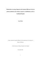 Malnutrition screening, diagnosis and treatment differences between patients admitted to the medical, surgical or rehabilitation wards in Southland Hospital