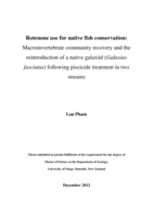 Rotenone use for native fish conservation: Macroinvertebrate community recovery and the reintroduction of a native galaxiid (Galaxias fasciatus) following piscicide treatment in two streams