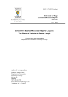 Competitive Balance Measures in Sports Leagues: The Effects of Variation in Season Length
