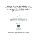 The role of social structure and kin associations in the mating system of the polygynous New Zealand sea lion (Phocarctos hookeri)