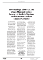 Proceedings of the 252nd Otago Medical School Research Society Meeting -  Masters/Honours Student Speaker Awards; 6 Nov 2019
