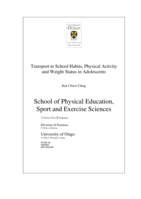 Transport to School Habits, Physical Activity and Weight Status in Adolescents