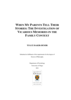 When my parents tell their stories: The investigation of vicarious memories in the family context